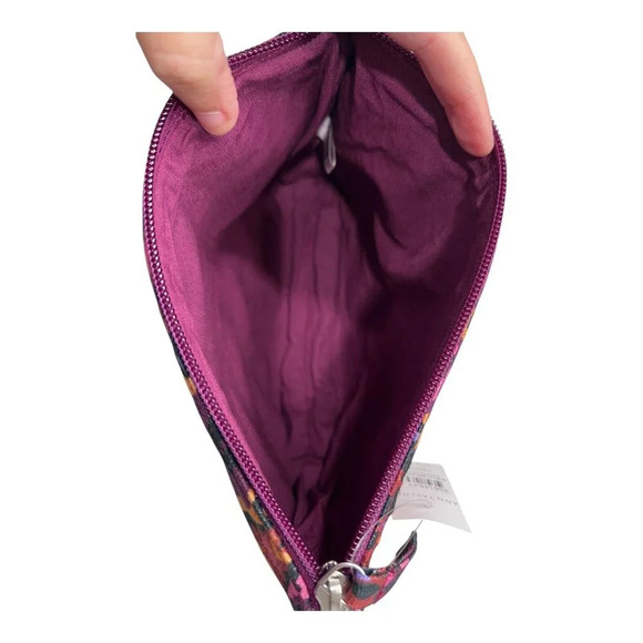 Ann Taylor Purple Floral Cosmetic Travel Bag Wristlet Clutch NWT - Picture 4 of 4